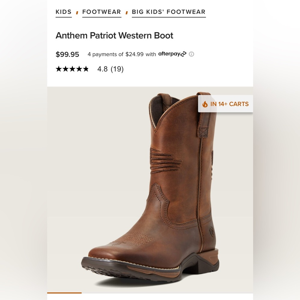 Ariat Anthem Patriot Western Boot
Kids Size 12